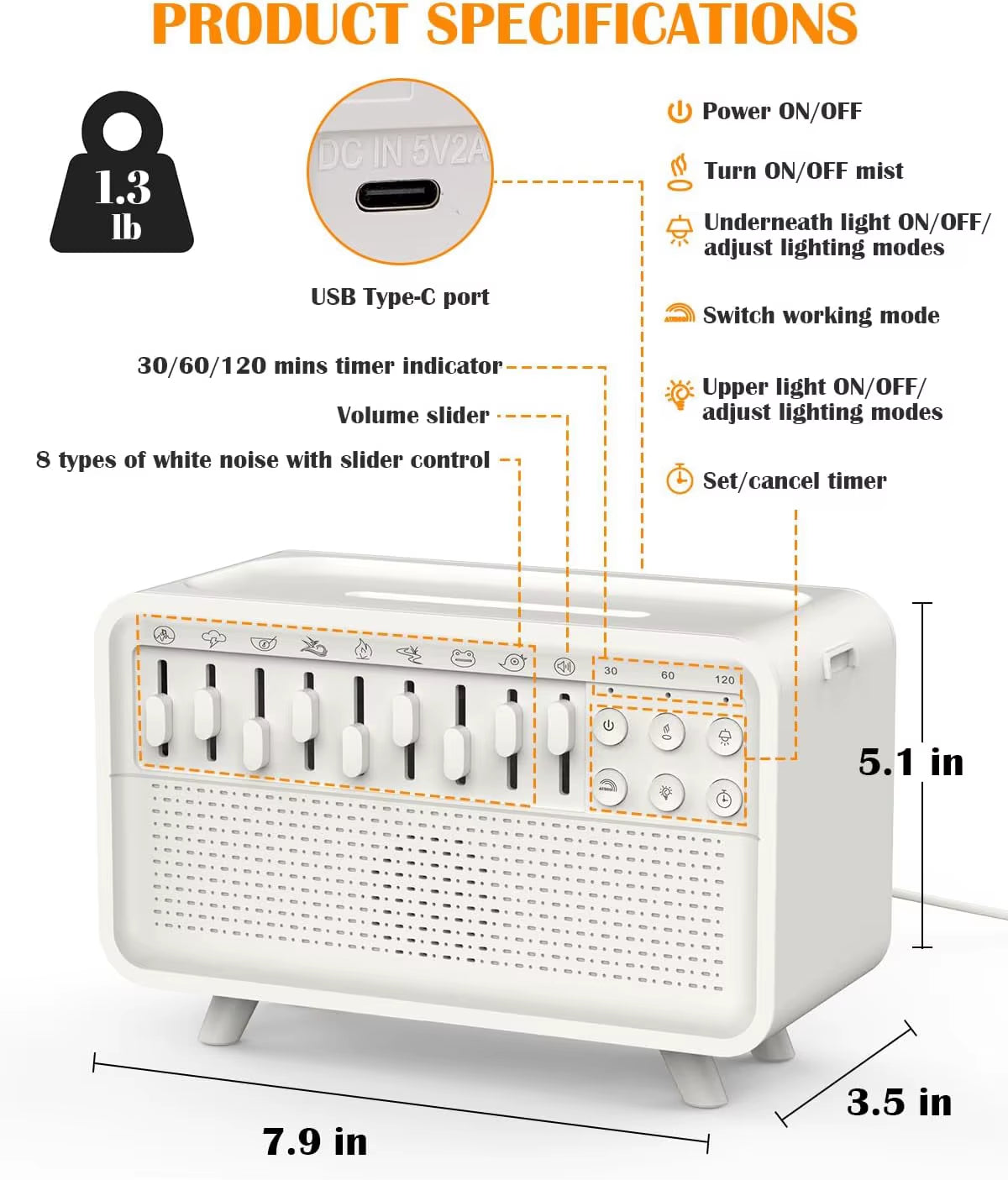 Wireless Aroma Essential Oil Diffuser and Humidifier with Led Light Air Humidifier White Noise Bluetooth Speaker for Home